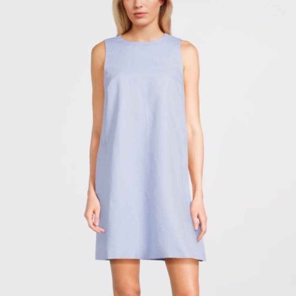 Weekend Max Mara Racer Light Blue Cotton & Linen Short Dress